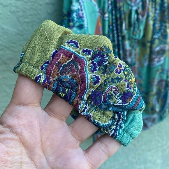 EUC KAREN KANE Long Sleeve Multicolored Paisley Tie-Neck Blouse Medium - Picture 6 of 10